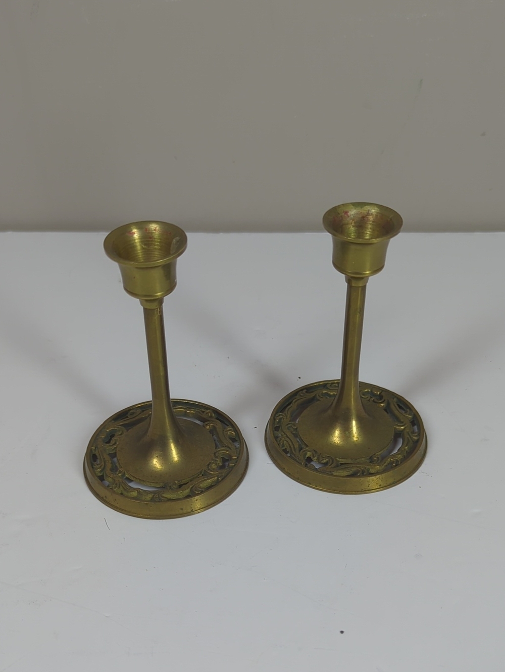 Brass Decorative Candle Holders - Pair